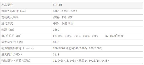 雙力SL1804輪式拖拉機(jī)參數(shù)