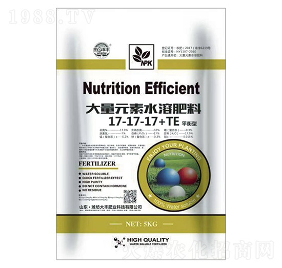 平衡營(yíng)養(yǎng)型大量元素水溶肥料17-17-17+TE-田園季豐-大豐肥業(yè)