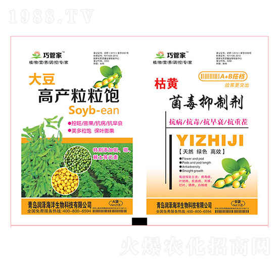 大豆高產(chǎn)粒粒飽+枯黃菌毒抑制劑-巧管家-潤澤