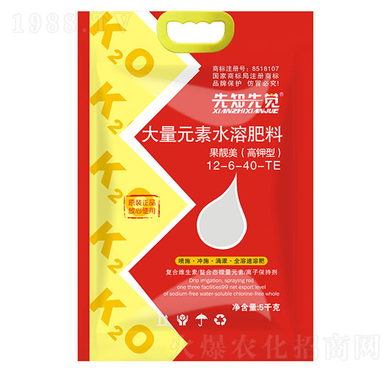 高鉀型大量元素水溶肥料12-6-40+TE 果靚美 先知先覺 德爾生物