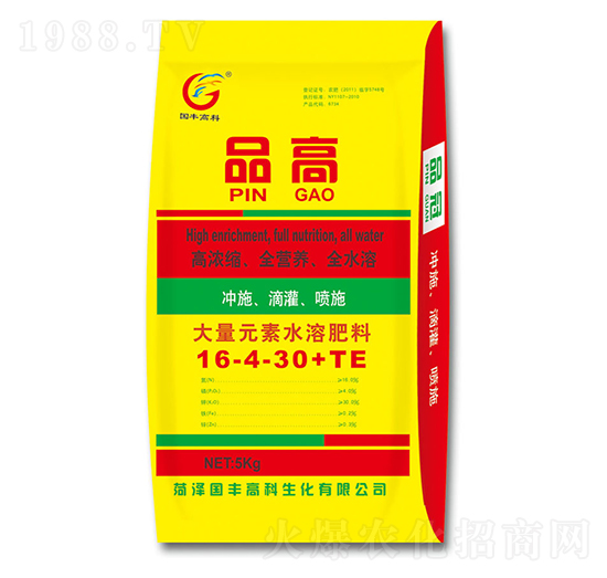大量元素水溶肥料16-4-30-品高-國豐高科