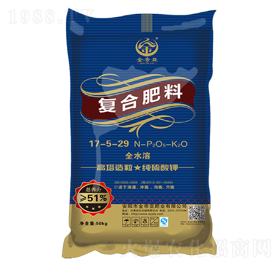 高塔純硫酸鉀復(fù)合肥料17-5-29-金帝亞