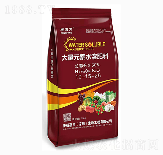 大量元素水溶肥料10-15-25-根四方-美盛嘉吉