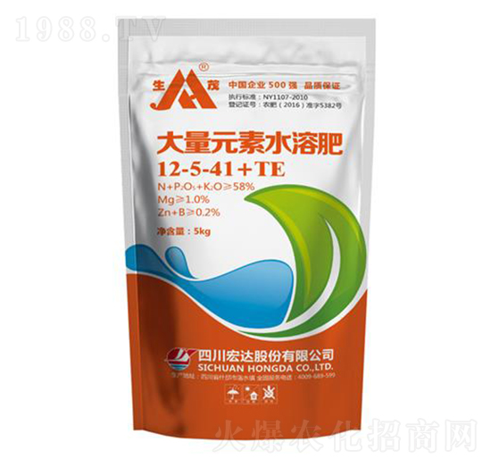 大量元素水溶肥12-5-41+TE-生茂-宏達股份