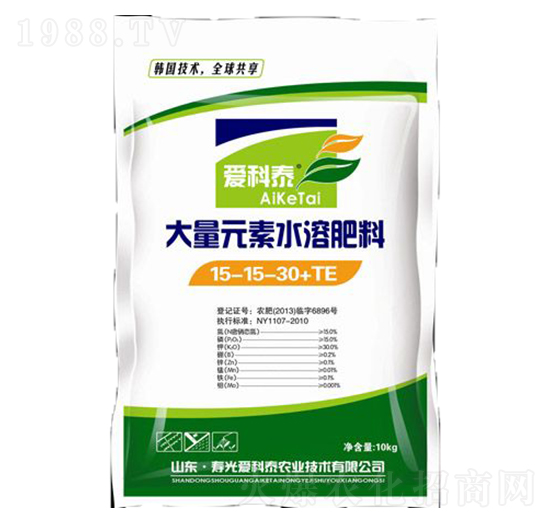 大量元素水溶肥料15-15-30+TE-愛(ài)科泰