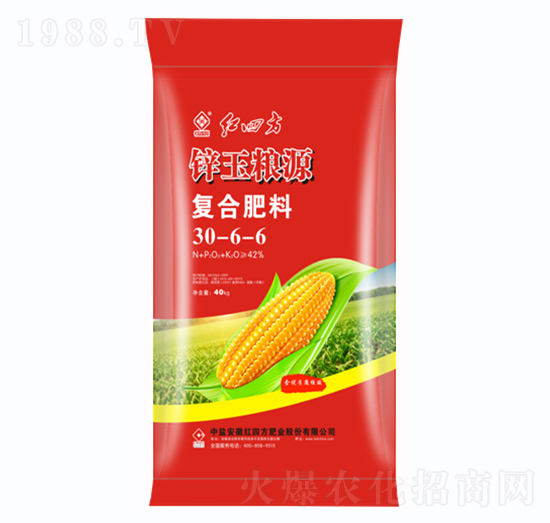 玉米腐植酸復(fù)合肥料30-6-6-鋅玉糧源-紅四方