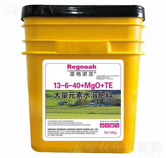 大量元素水溶肥13-6-40+MgO+TE-雷格諾亞-金谷丁