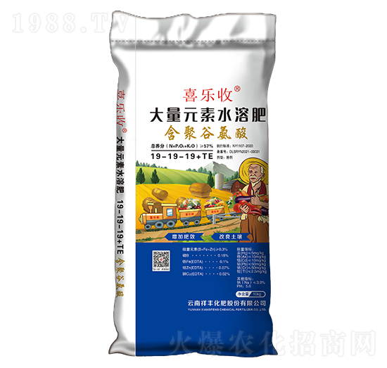 含聚谷氨酸大量元素水溶肥料19-19-19+TE-喜樂收-祥豐