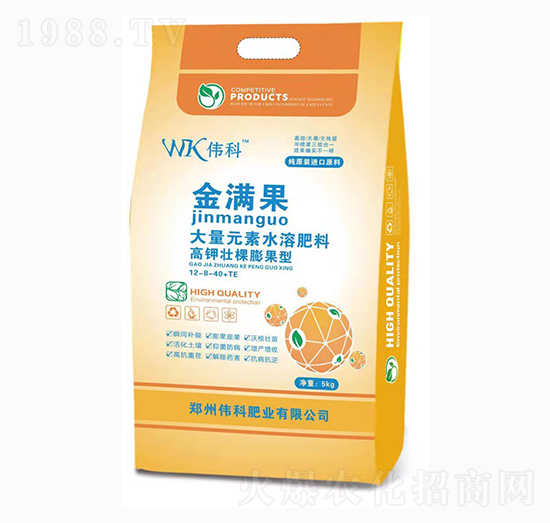高鉀壯棵膨果型大量元素水溶肥12-8-40+TE-金滿果-偉科