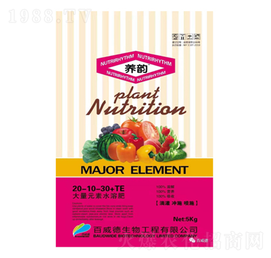 高氮高鉀型大量元素水溶肥20-10-30+TE-養(yǎng)韻-百威德