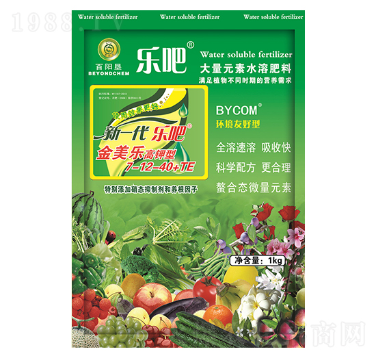 高鉀型大量元素水溶肥7-12-40+TE-樂吧金美樂-百陽墾