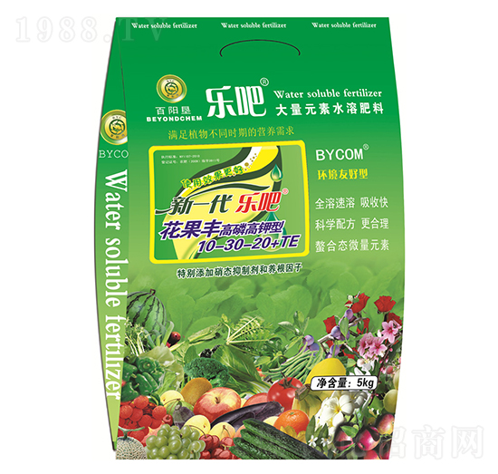 5kg高磷高鉀型大量元素水溶肥10-30-20+TE-樂(lè)吧花果豐-百陽(yáng)墾