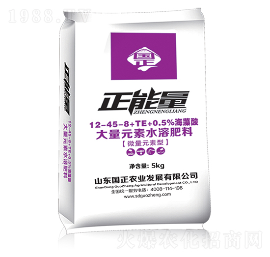 大量元素水溶肥料12-45-8+TE+0.5%海藻酸-國(guó)正-正能量