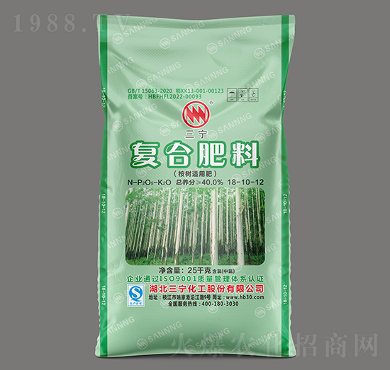 25kg桉樹(shù)適用復(fù)合肥料（氯）18-10-12-三寧化工