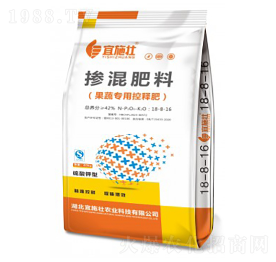 果蔬專(zhuān)用摻混肥料18-8-16-宜施壯