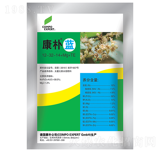康樸藍大量元素水溶肥料12-32-14+Mg+TE-康樸