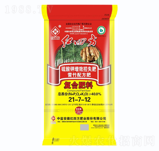 雷竹硫酸鉀復合肥控失專用復合肥料21-7-12-紅四方