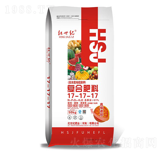 高濃度純硫酸鉀復(fù)合肥料17-17-17-紅世紀(jì)
